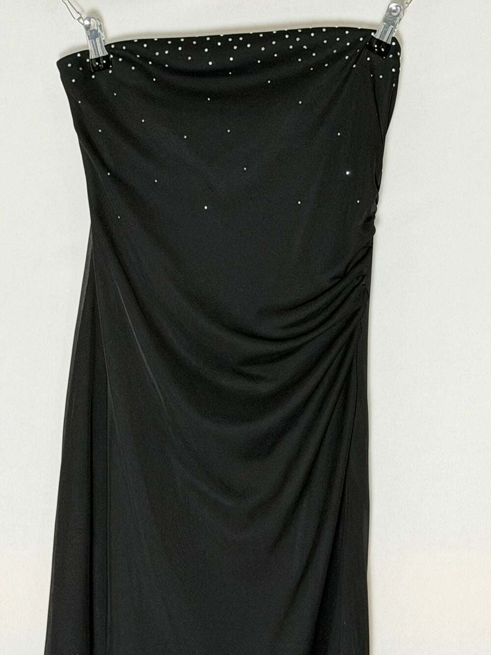 Charlotte Russe Black Rhinestone Asymmetrical Strapless Dress Size M